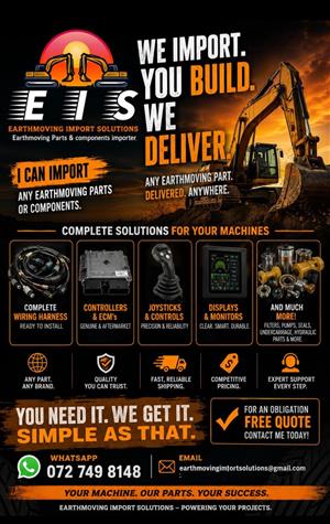 Import parts and components on all makes of earthmoving machines 