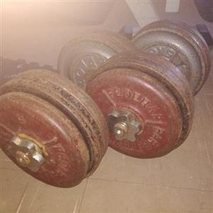 Professional Gym for 3 . See Pics Bench 2 or 3 straight Bars 3 Dumbells 2 easy bars 300kg+ weights