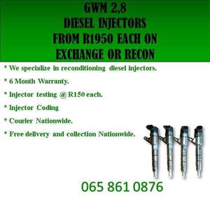 GWM 2.8 DIESEL INJECTORS FOR SALE WE SELL ON EXCHANGE OR RECONDITIONING YOUR INJECTORS
