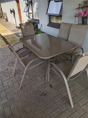 Outdoor Glass patio Table and Chairs 
