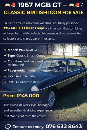 MG B GT Classic British Coupe