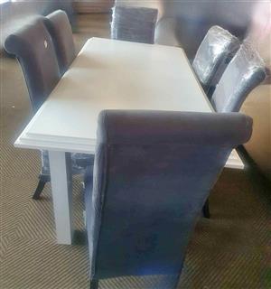 New grey and white 6 seater dining set