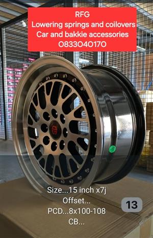 4 x 15 inch x 7J  Pcd 4 x 100 and 4 x 108