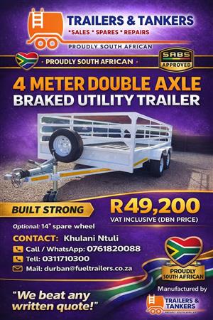 4 METER BRAKED DOUBLE AXLE CARGO TRAILER 3 TON 