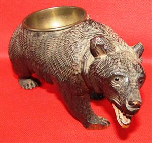 Antique Early 1900’s Black Forest Bear Sculpture with Bowl