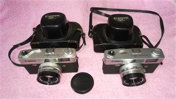 Cameras 2 x Canon Canonet Q19 in Leather case + Flash