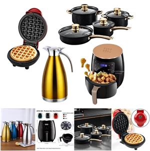 Waffle maker + 8 Pc Pots + 6L Air Fryer + Insulated Thermos Combo online orders  Contact for price