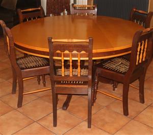 Imbuia and yellow wood dining suite