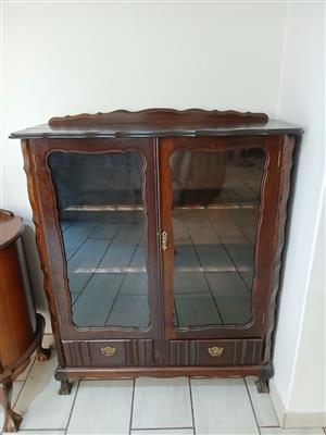 Antique Ball and claw display cabinet