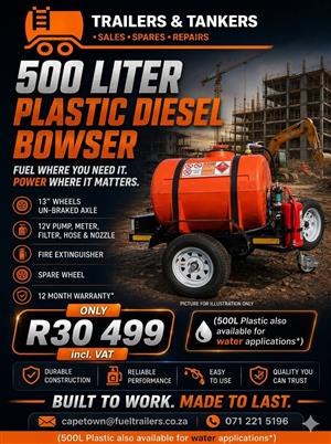 500 Liter Polyurethane Diesel / oil /paraffin  Bowser trailer