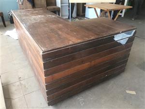 L shaped office wooden desk