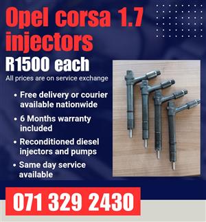 OPEL CORSA 1.7 INJECTORS FOR SALE WITH WARRANTY 