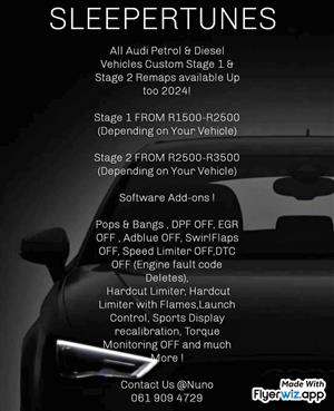 Audi Custom Stage 1 and Stage 2 Remaps available for vehicles up to 2024