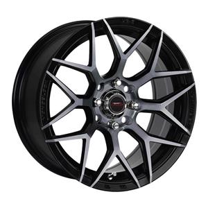17″ A-Line Classic 4/100 & 4/108 Satin Black Tinted Smoke Alloy Wheels