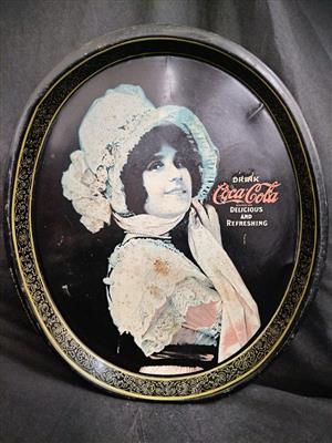 Vintage Betty Girl Coca-Cola Oval Metal Tray