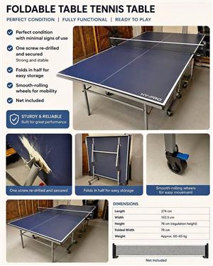 Foldable Table tennis Table and net. Collection in Bedfordview.