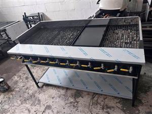 Gas Griller 12 burners volcanic rock flame type flat top combo