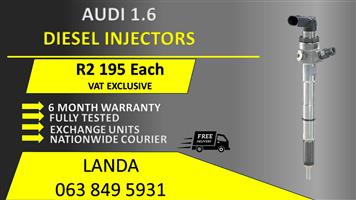 AUDI 1.6 DIESEL INJECTORS FOR SALE OR RECON WITH 6 MONTH WARRANTY 
