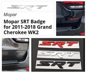 SRT badges stickers for a Jeep Grand Cherokee WK2 