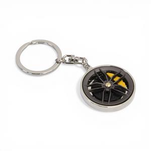 Keyring with Spinning Alloy Wheel (Yellow)