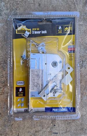 Chrome Plated 3-Lever Mortice Lock Insert Pull and Twist Reversible Latch