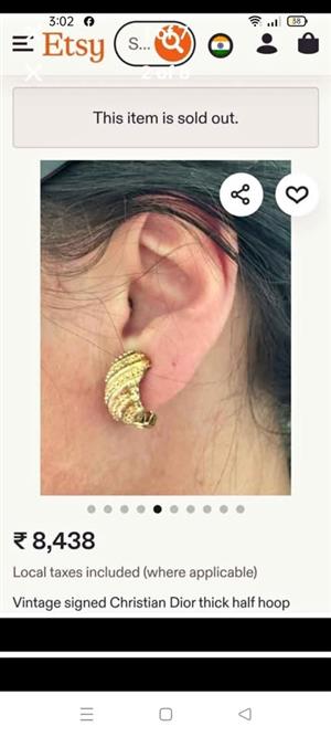 Gold filled thick half  moon clip on earrings  .vintage.