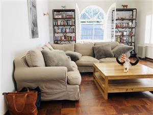 Coricraft slipcover L-shaped corner couch
