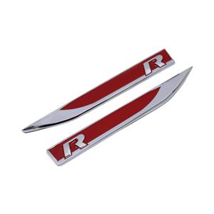 R-Line Red & Chrome Fender Badges (14x2cm)