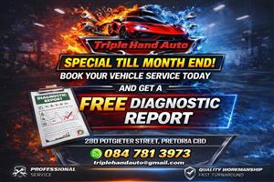  TRIPLE HAND AUTO – Book your vehicle service today and receive a FREE Diagnostics