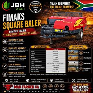 New Fimaks square balers for sale at Mad Farmer SA