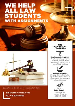  BACHELOR OF LAW (LLB) ASSIGNMENTS, PORTFOIO AND ONLINE EXAM HELP