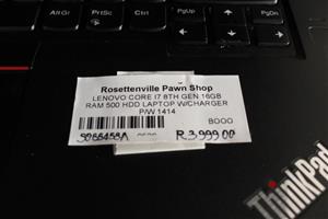 LENOVO CORE I7 8TH GEN 16GB RAM 500GB HDD LAPTOP S066458A