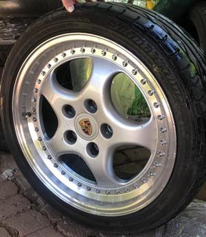 18" Porsche Aftermarket "Speedline Badboy look" 1 piece wheels for sale