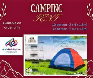 Camping Tents  10 person   (2 x 4 x 1.8m)  12 person  (3 x 3 x 1.8m) Available on order only