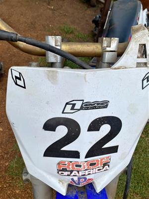 Yamaha YZ 250 F number board. Meyerton bike scrapyard new and secondhand spares.
