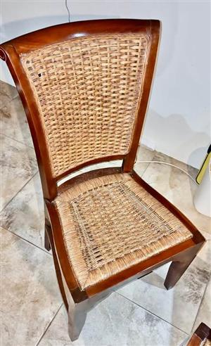 Wood & wicker dining chair