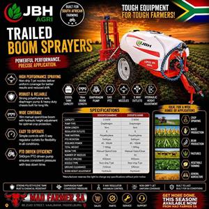 New 2000l trailed boomsprayers for sale at Mad Farmer SA