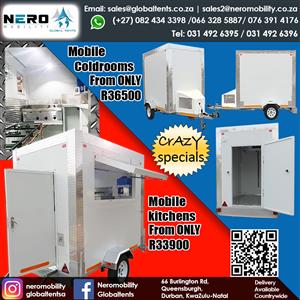 Mobile Coldrooms-fixed coldrooms- fridges - Mobile Kitchens- Mobile toilets-portable toilets- Mobile Bar- Tents -catering equipment