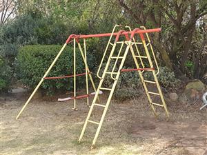Kids Jungle Gym with seesaw, double ladder and monkey bar