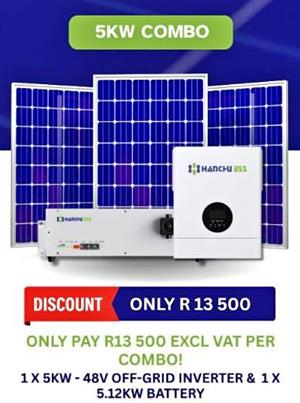 5kW 48V off grid inverter with a 5.12 kWh battery