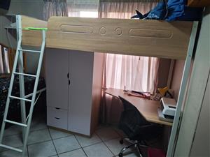 Original Mokki Teenage Loft Combination Bunk Bed with Built-In Study Desk