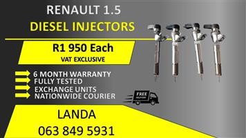 RENAULT 1.5 DIESEL INJECTORS FOR SALE OR RECON WITH 6 MONTH WARRANTY 