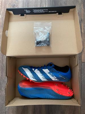 Adidas Sprintstar Spikes, blue and white, Size UK8.5. Good as new
