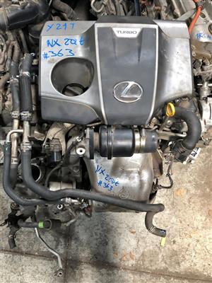LEXUS NX200T 8AR-FTS 2.0L TURBO, INLINE 4, PETROL, COMPLETE ENGINE AVAILABLE.