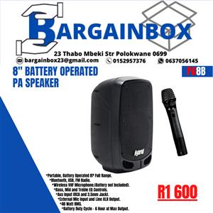 HYBRID PA8B 8" BATTERY OPERATED PA SPEAKER WITH BT/USB/FM