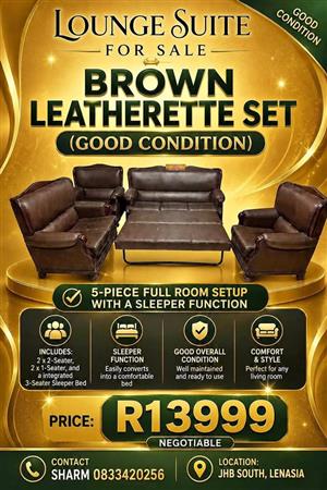 5pc leather lounge suite for sale in Lenasia