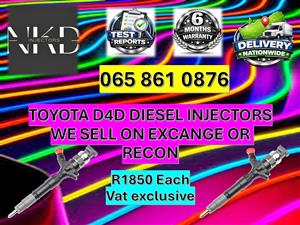 TOYOTA D4D DIESEL INJECTORS- FOR SALE ON EXCHANGE OR RECON OR NEW PIETERMARITZBURG