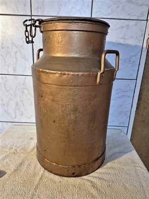 Vintage copper plated milk can.
