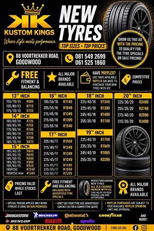 Tyre sale now on @KustomKings