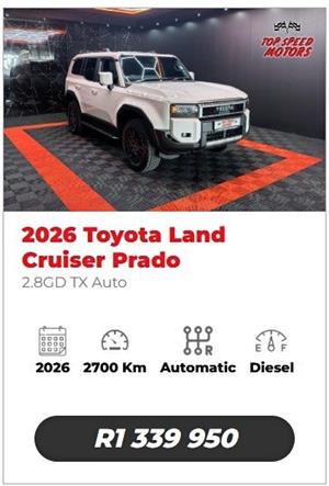 2026 TOYOTA LAND CRUISER PRADO 2.8 GD TX AUTO